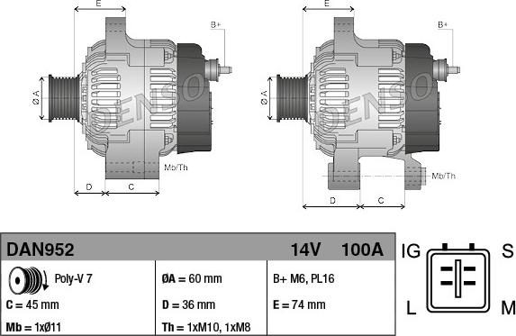 Denso DAN952 - Генератор autozip.com.ua