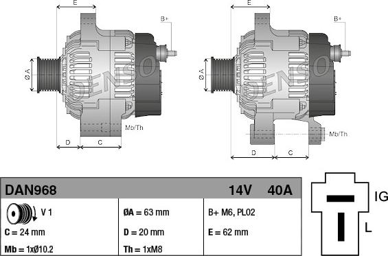 Denso DAN968 - Генератор autozip.com.ua