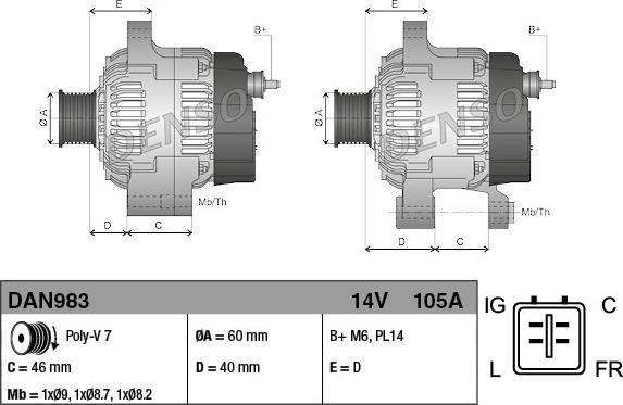 Denso DAN983 - Генератор autozip.com.ua