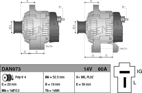 Denso DAN973 - Генератор autozip.com.ua