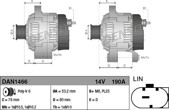 Denso DAN1466 - Генератор autozip.com.ua