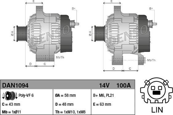 Denso DAN1094 - Генератор autozip.com.ua