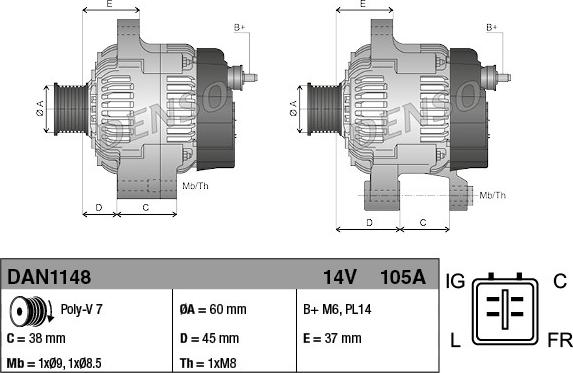 Denso DAN1148 - Генератор autozip.com.ua