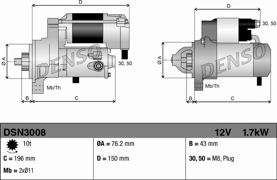 Denso DSN3008 - Стартер autozip.com.ua