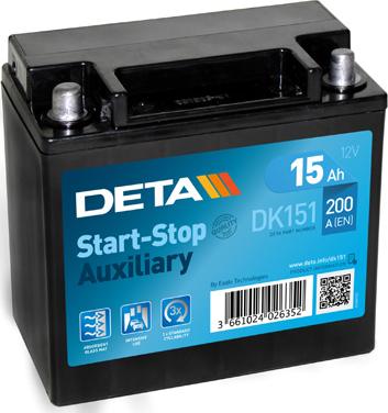 DETA DK151 - Стартерна акумуляторна батарея, АКБ autozip.com.ua