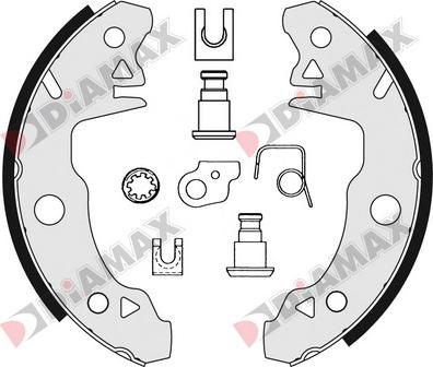 Diamax N01023 - Комплект гальм, барабанний механізм autozip.com.ua