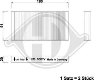 Diederichs DCI0273S - Фільтр, повітря у внутрішній простір autozip.com.ua