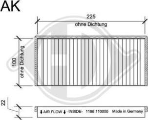 Diederichs DCI1186S - Фільтр, повітря у внутрішній простір autozip.com.ua