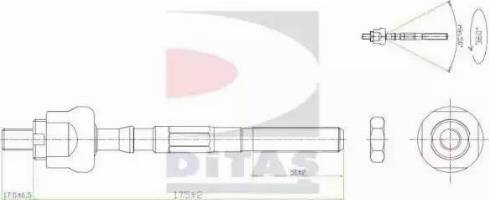Ditas A2-5537 - Осьовий шарнір, рульова тяга autozip.com.ua