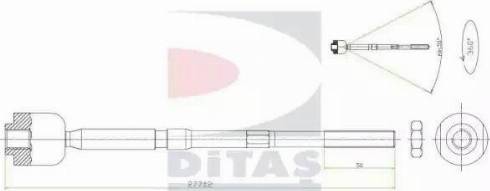 Ditas A2-5629 - Осьовий шарнір, рульова тяга autozip.com.ua