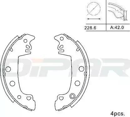 Ditas DPB1002 - Комплект гальм, барабанний механізм autozip.com.ua