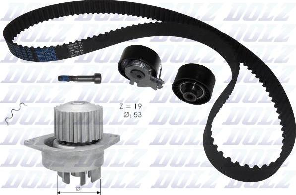 DOLZ KD049 - Водяний насос + комплект зубчатого ременя autozip.com.ua