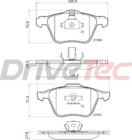 DriveTec DPAD1821 - Гальмівні колодки, дискові гальма autozip.com.ua