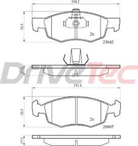 DriveTec DPAD1796 - Гальмівні колодки, дискові гальма autozip.com.ua