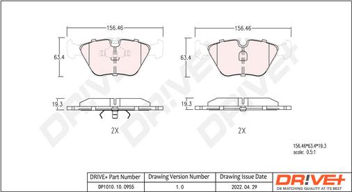 Dr!ve+ DP1010.10.0955 - Гальмівні колодки, дискові гальма autozip.com.ua