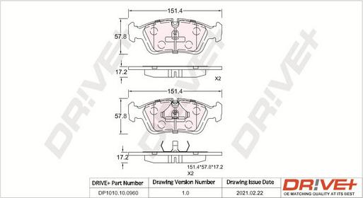 Dr!ve+ DP1010.10.0960 - Гальмівні колодки, дискові гальма autozip.com.ua