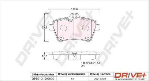 Dr!ve+ DP1010.10.0900 - Гальмівні колодки, дискові гальма autozip.com.ua