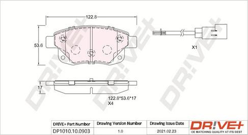 Dr!ve+ DP1010.10.0903 - Гальмівні колодки, дискові гальма autozip.com.ua