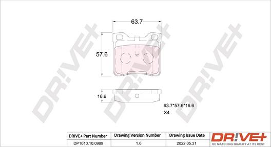 Dr!ve+ DP1010.10.0989 - Гальмівні колодки, дискові гальма autozip.com.ua