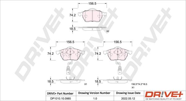 Dr!ve+ DP1010.10.0985 - Гальмівні колодки, дискові гальма autozip.com.ua