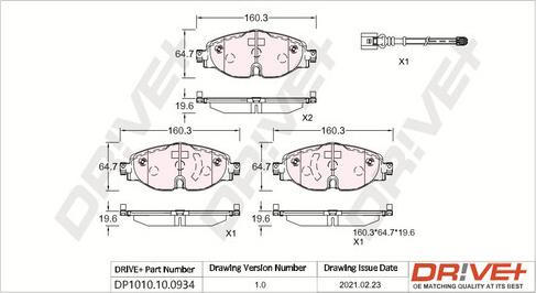 Dr!ve+ DP1010.10.0934 - Гальмівні колодки, дискові гальма autozip.com.ua