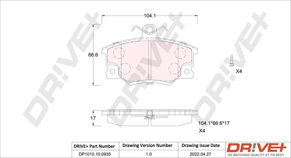 Dr!ve+ DP1010.10.0935 - Гальмівні колодки, дискові гальма autozip.com.ua