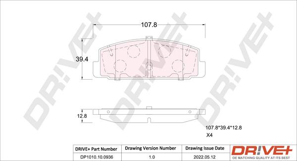 Dr!ve+ DP1010.10.0936 - Гальмівні колодки, дискові гальма autozip.com.ua