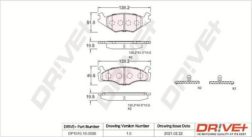 Dr!ve+ DP1010.10.0938 - Гальмівні колодки, дискові гальма autozip.com.ua