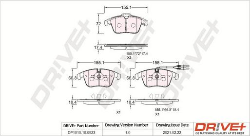 Dr!ve+ DP1010.10.0923 - Гальмівні колодки, дискові гальма autozip.com.ua