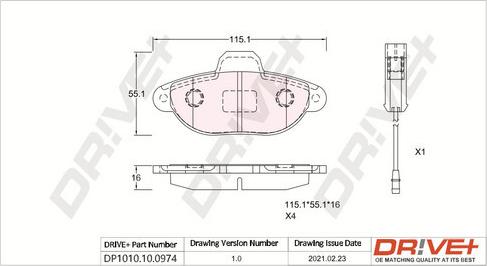 Dr!ve+ DP1010.10.0974 - Гальмівні колодки, дискові гальма autozip.com.ua