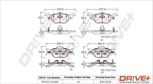 Dr!ve+ DP1010.10.0409 - Гальмівні колодки, дискові гальма autozip.com.ua