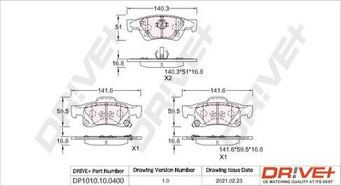 Dr!ve+ DP1010.10.0400 - Гальмівні колодки, дискові гальма autozip.com.ua