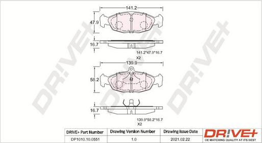 Dr!ve+ DP1010.10.0551 - Гальмівні колодки, дискові гальма autozip.com.ua