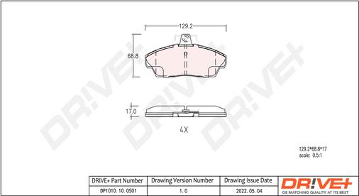 Dr!ve+ DP1010.10.0501 - Гальмівні колодки, дискові гальма autozip.com.ua