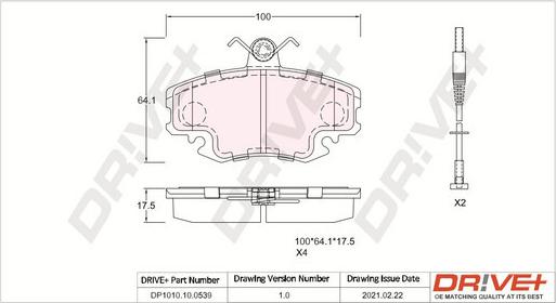 Dr!ve+ DP1010.10.0539 - Гальмівні колодки, дискові гальма autozip.com.ua