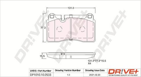 Dr!ve+ DP1010.10.0533 - Гальмівні колодки, дискові гальма autozip.com.ua