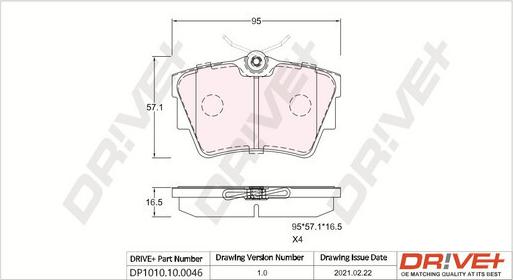 Dr!ve+ DP1010.10.0046 - Гальмівні колодки, дискові гальма autozip.com.ua