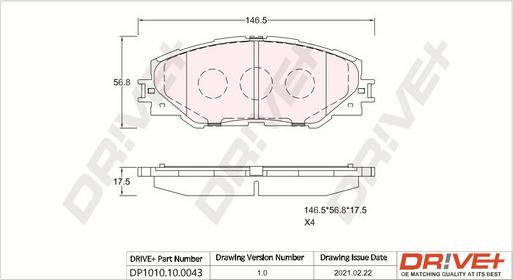 Dr!ve+ DP1010.10.0043 - Гальмівні колодки, дискові гальма autozip.com.ua