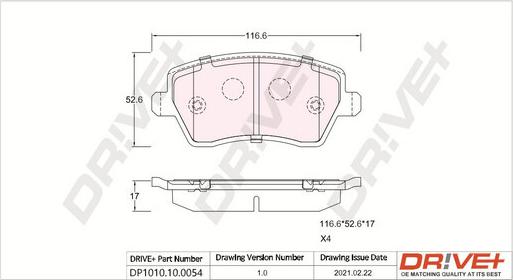 Dr!ve+ DP1010.10.0054 - Гальмівні колодки, дискові гальма autozip.com.ua