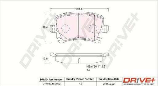 Dr!ve+ DP1010.10.0062 - Гальмівні колодки, дискові гальма autozip.com.ua