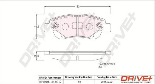 Dr!ve+ DP1010.10.0017 - Гальмівні колодки, дискові гальма autozip.com.ua