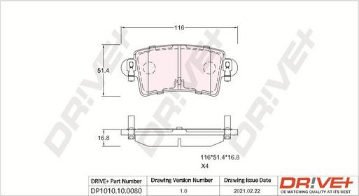 Dr!ve+ DP1010.10.0080 - Гальмівні колодки, дискові гальма autozip.com.ua