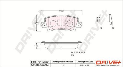 Dr!ve+ DP1010.10.0024 - Гальмівні колодки, дискові гальма autozip.com.ua