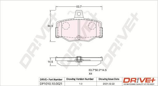 Dr!ve+ DP1010.10.0021 - Гальмівні колодки, дискові гальма autozip.com.ua