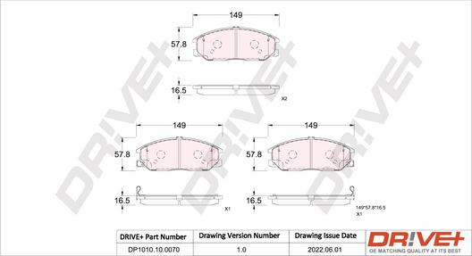 Dr!ve+ DP1010.10.0070 - Гальмівні колодки, дискові гальма autozip.com.ua