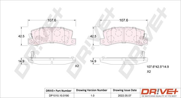 Dr!ve+ DP1010.10.0190 - Гальмівні колодки, дискові гальма autozip.com.ua