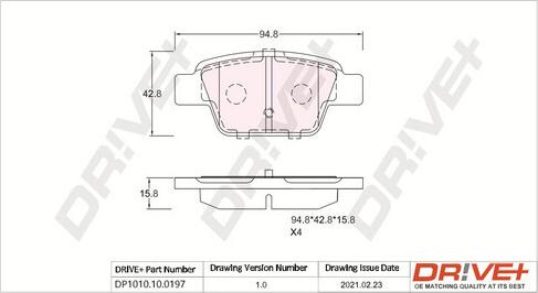 Dr!ve+ DP1010.10.0197 - Гальмівні колодки, дискові гальма autozip.com.ua