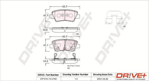 Dr!ve+ DP1010.10.0150 - Гальмівні колодки, дискові гальма autozip.com.ua