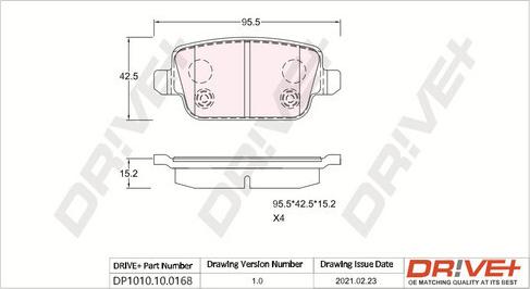 Dr!ve+ DP1010.10.0168 - Гальмівні колодки, дискові гальма autozip.com.ua