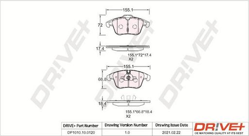 Dr!ve+ DP1010.10.0120 - Гальмівні колодки, дискові гальма autozip.com.ua